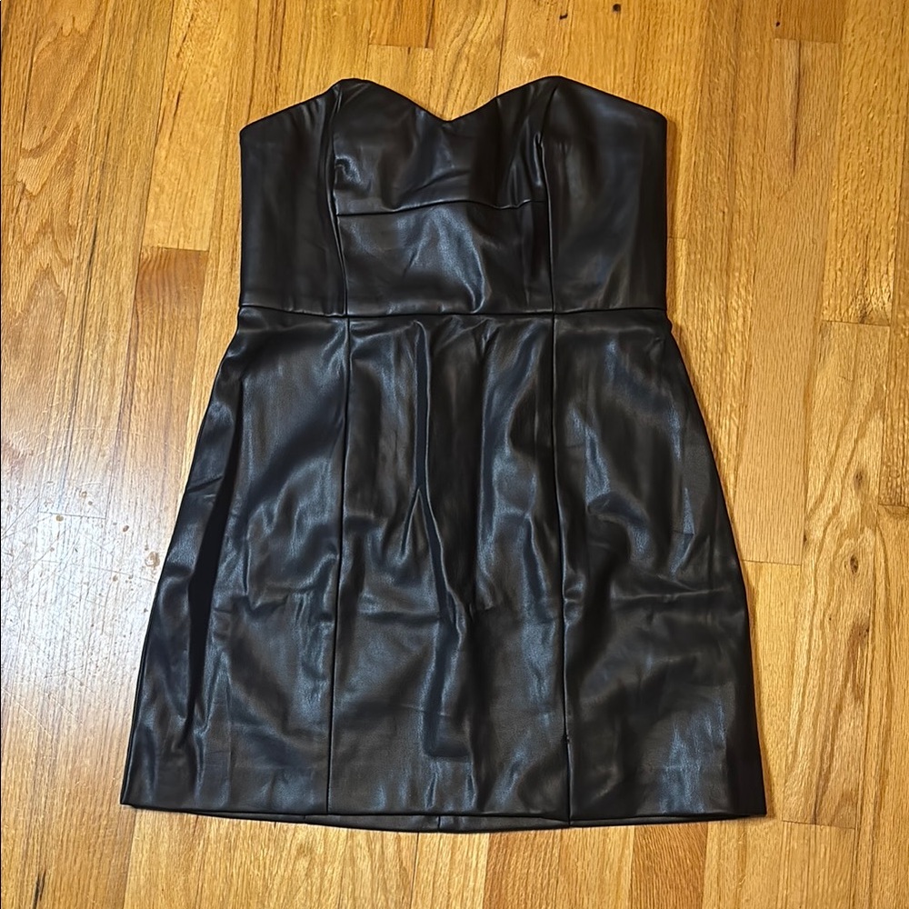 anthropologie leather mini dress